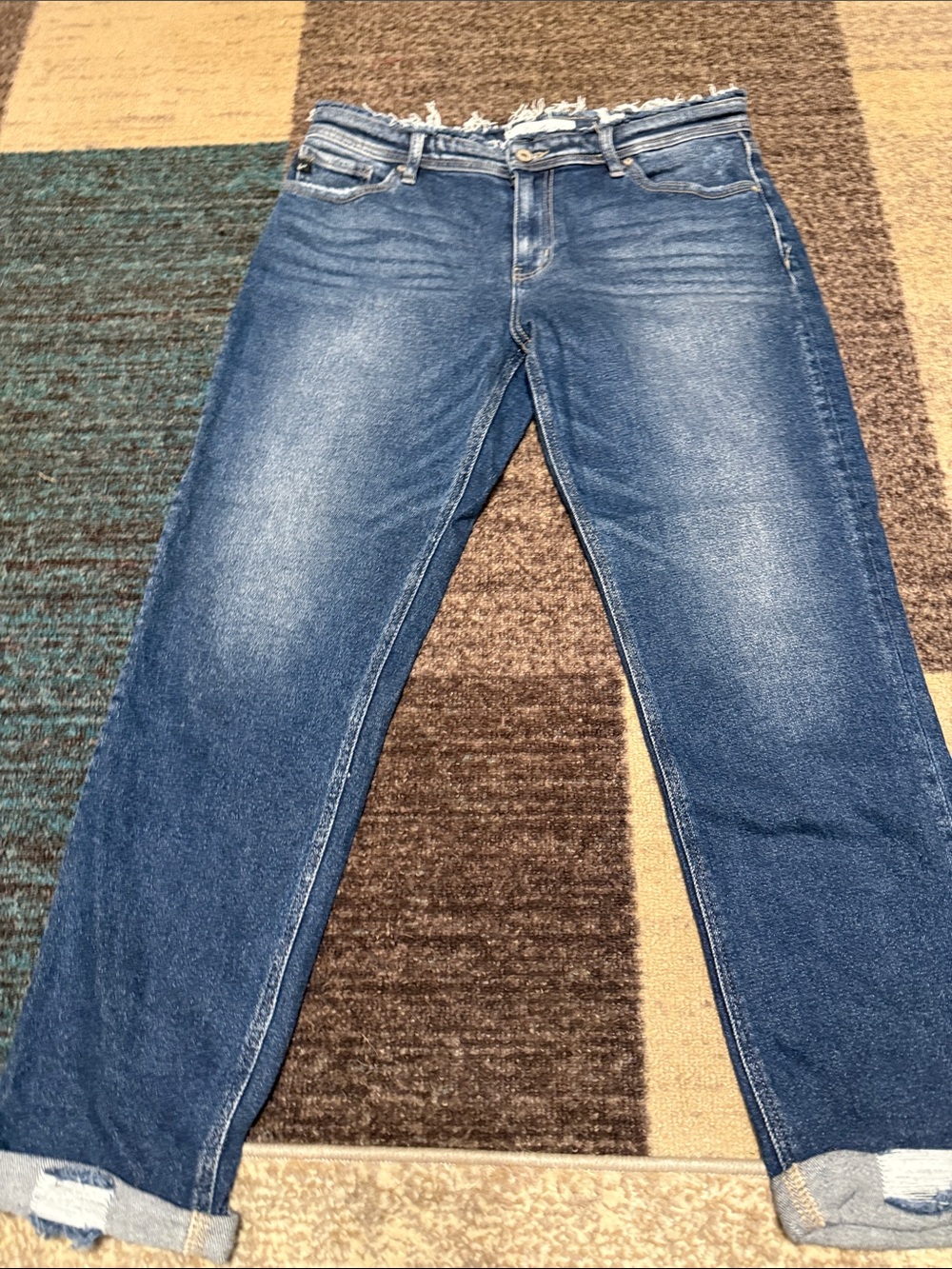 KanCan Distressed Medium Blue Boyfriend Jeans